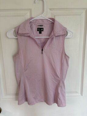 adidas Light Pink Sleeveless Half-Zip Tank Top pevely farms golf shirt